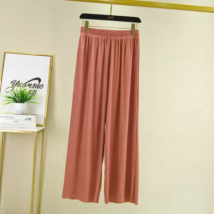 New Ice Silk Wide-leg Pants Women Summer High Waist Draping Sense Slimming Straight Leggings - Image 11