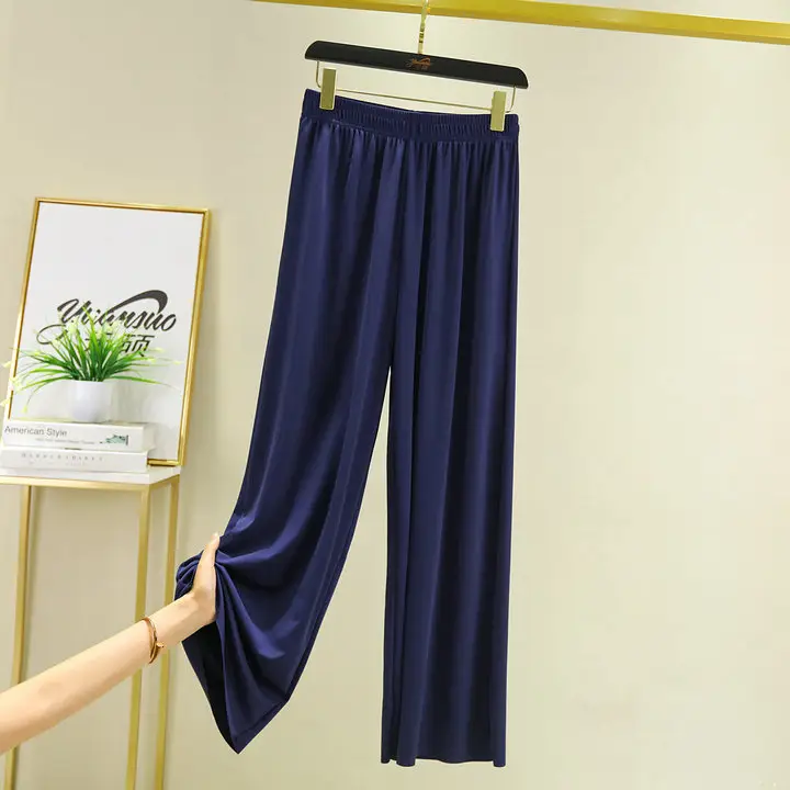 New Ice Silk Wide-leg Pants Women Summer High Waist Draping Sense Slimming Straight Leggings - Image 5