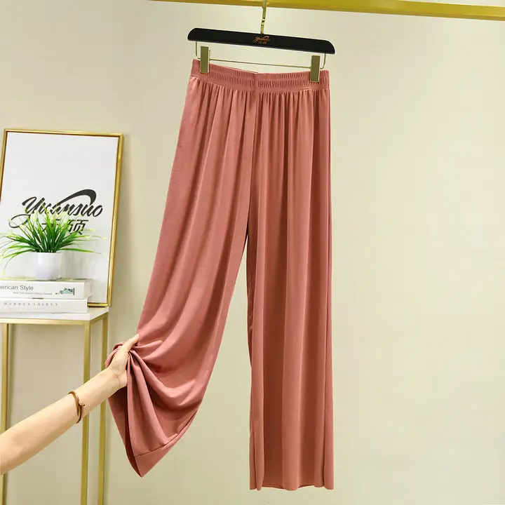 New Ice Silk Wide-leg Pants Women Summer High Waist Draping Sense Slimming Straight Leggings - Image 7