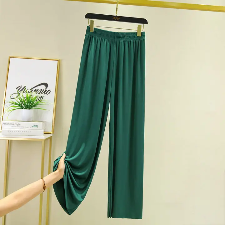 New Ice Silk Wide-leg Pants Women Summer High Waist Draping Sense Slimming Straight Leggings - Image 8