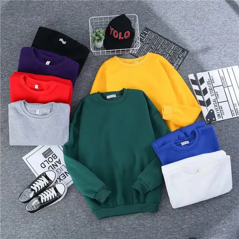 Men Red Sweatshirt Long Sleeve Fleece Winter