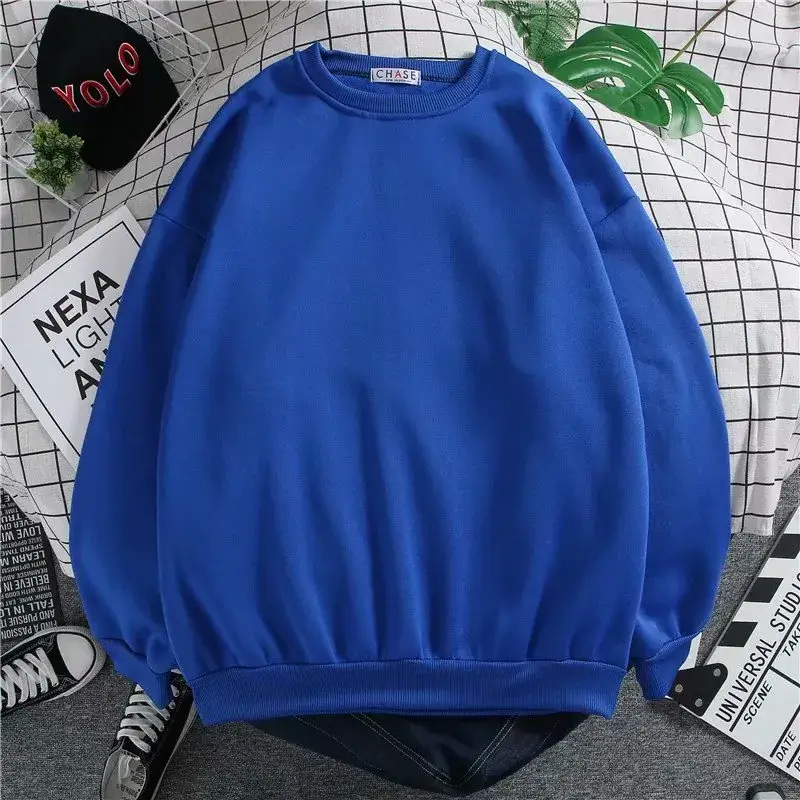 Men Red Sweatshirt Long Sleeve Fleece Winter