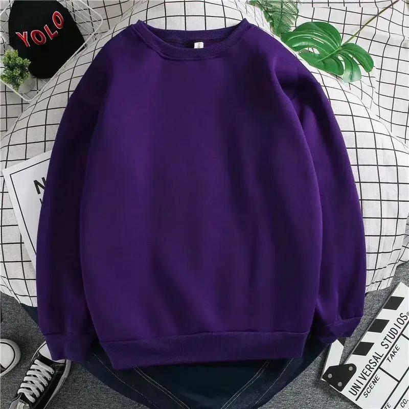 Men Red Sweatshirt Long Sleeve Fleece Winter