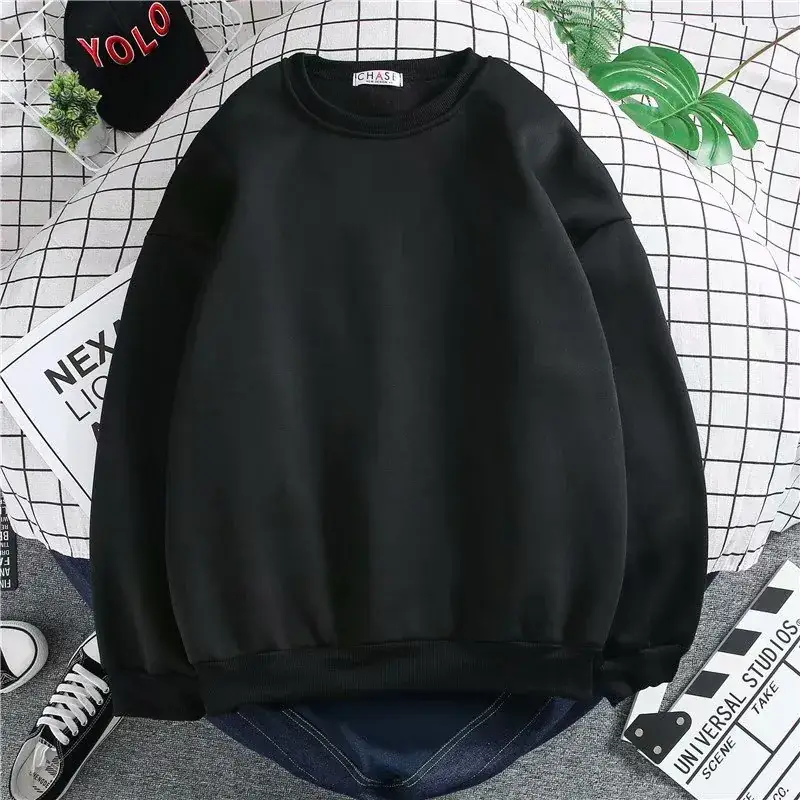 Men Red Sweatshirt Long Sleeve Fleece Winter