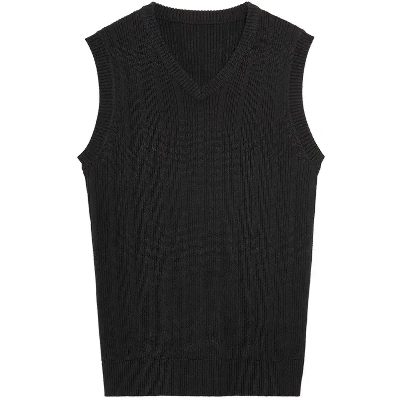 Men's V-Neck Knitted Sleeveless Vest Tan Slim Fit - Image 7
