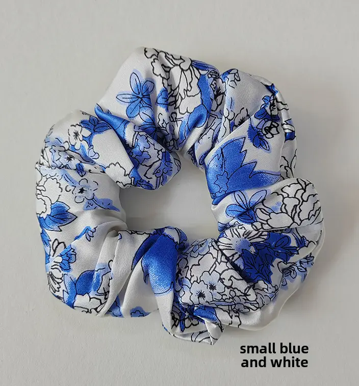 Navy Silk Hair Scrunchie for Women - Image 20