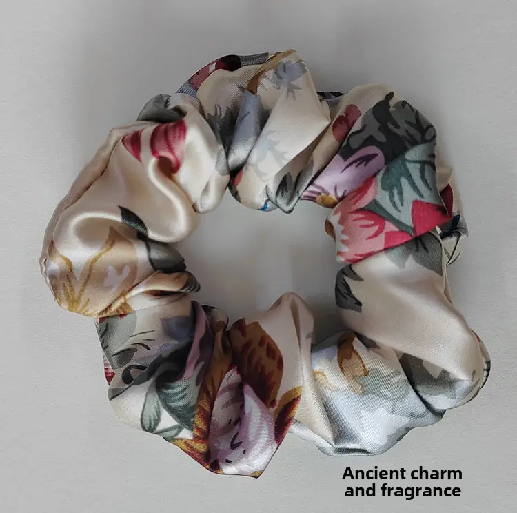 Navy Silk Hair Scrunchie for Women - Image 34