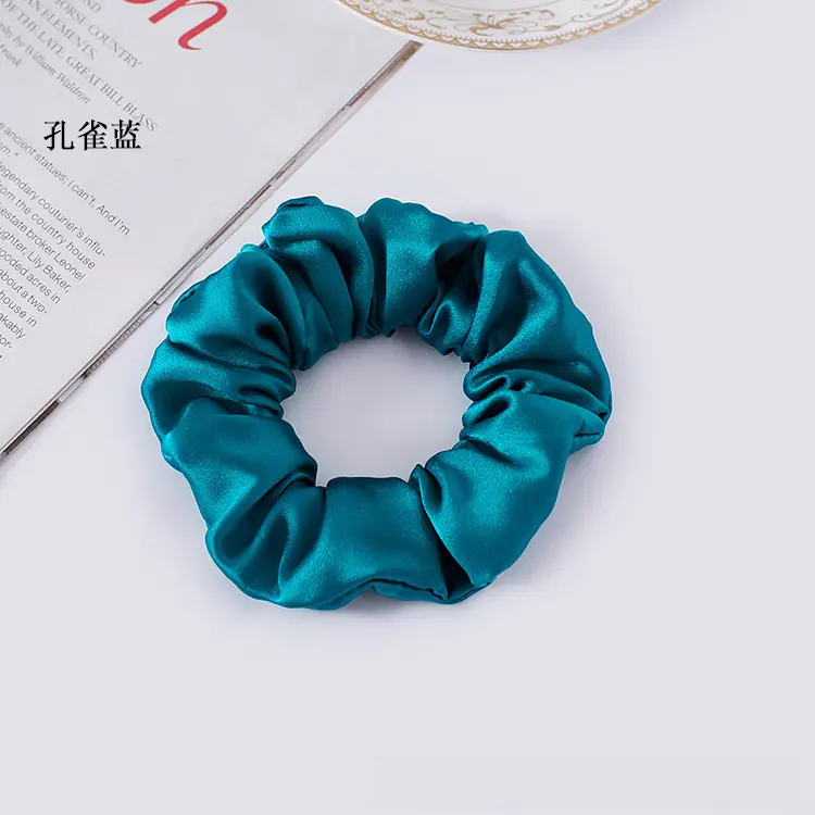 Navy Silk Hair Scrunchie for Women - Image 6