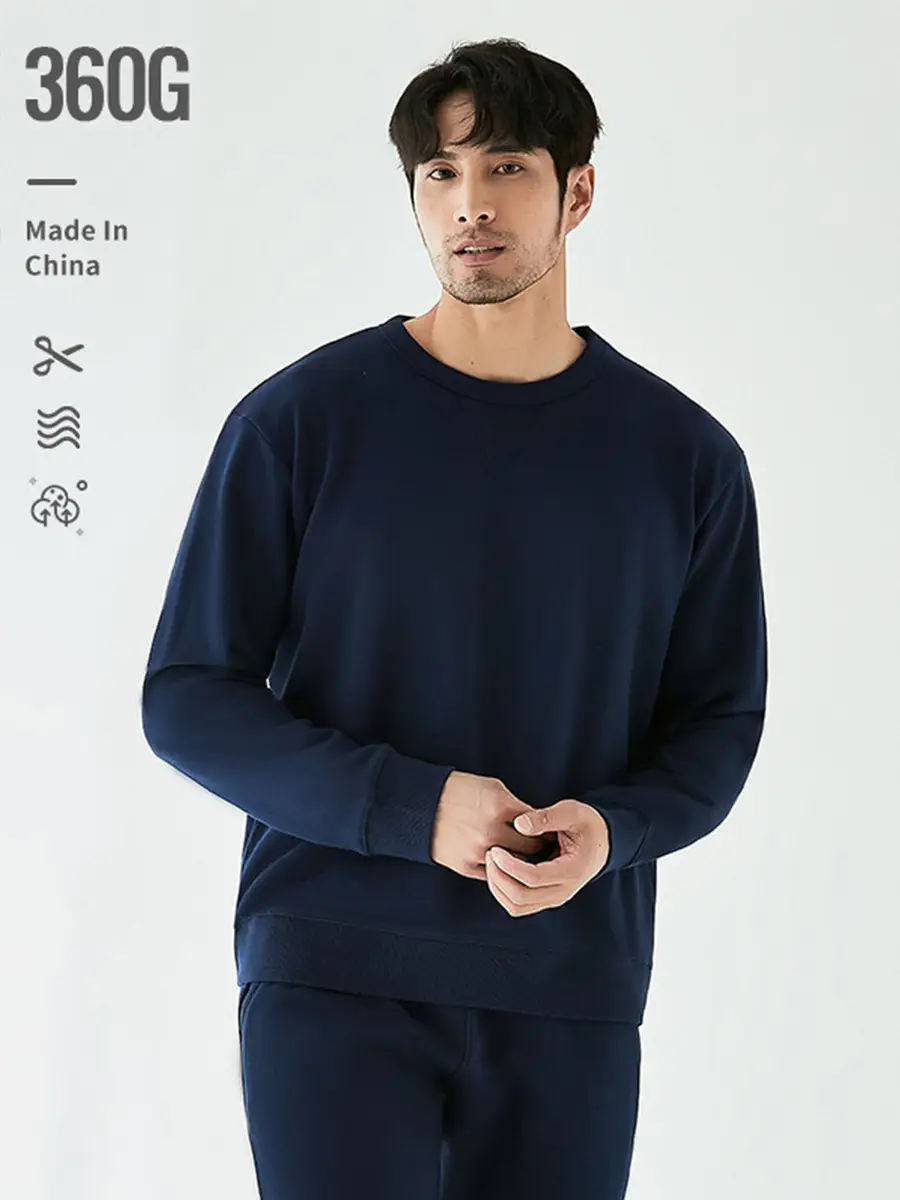 Navy 360g Heavyweight Hooded Sweatshirt Long Sleeve