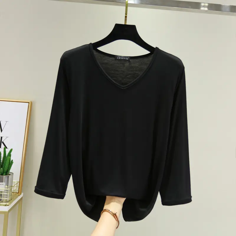 Women V-Neck Loose Fit Blue T-Shirt — feature 10