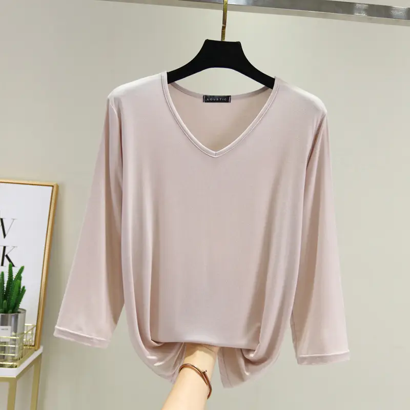 Women V-Neck Loose Fit Blue T-Shirt — feature 11