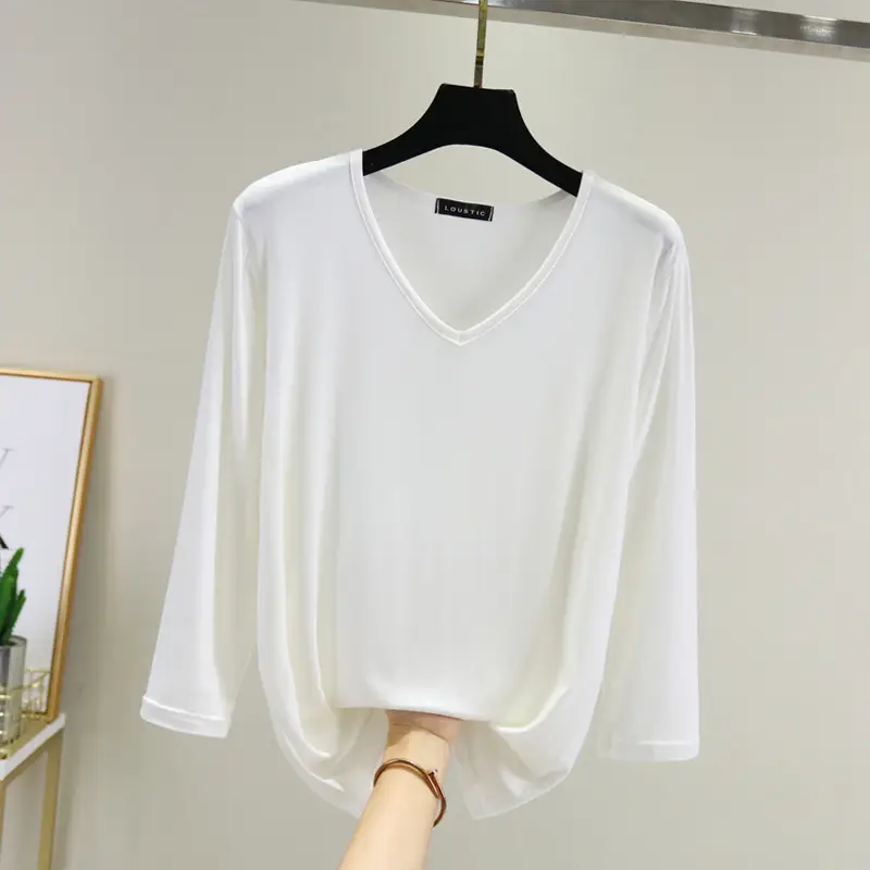 Women V-Neck Loose Fit Blue T-Shirt — feature 12
