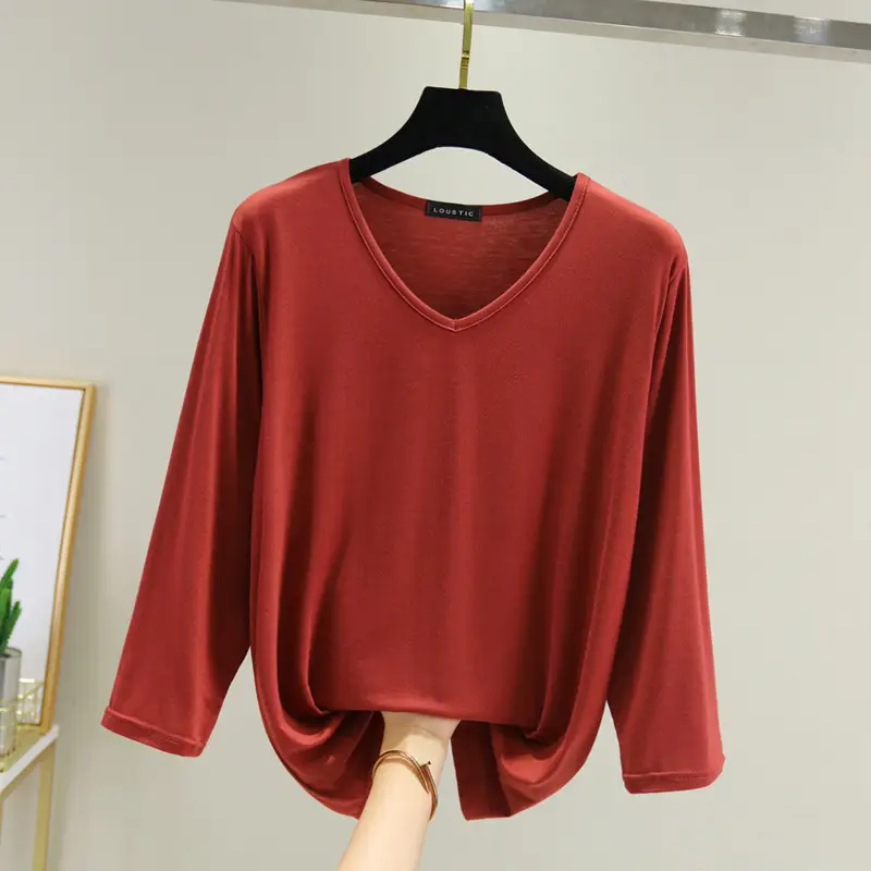 Women V-Neck Loose Fit Blue T-Shirt — feature 15