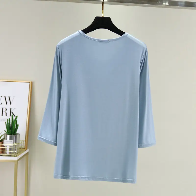 Women V-Neck Loose Fit Blue T-Shirt — feature 17