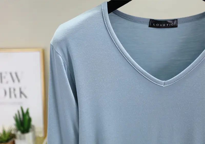 Women V-Neck Loose Fit Blue T-Shirt — feature 18