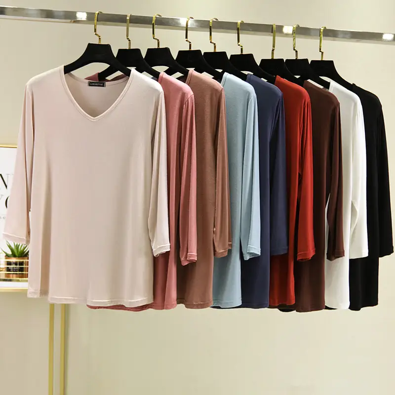 Women V-Neck Loose Fit Blue T-Shirt — feature 7