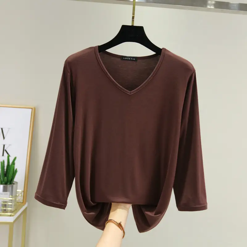 Women V-Neck Loose Fit Blue T-Shirt — feature 9