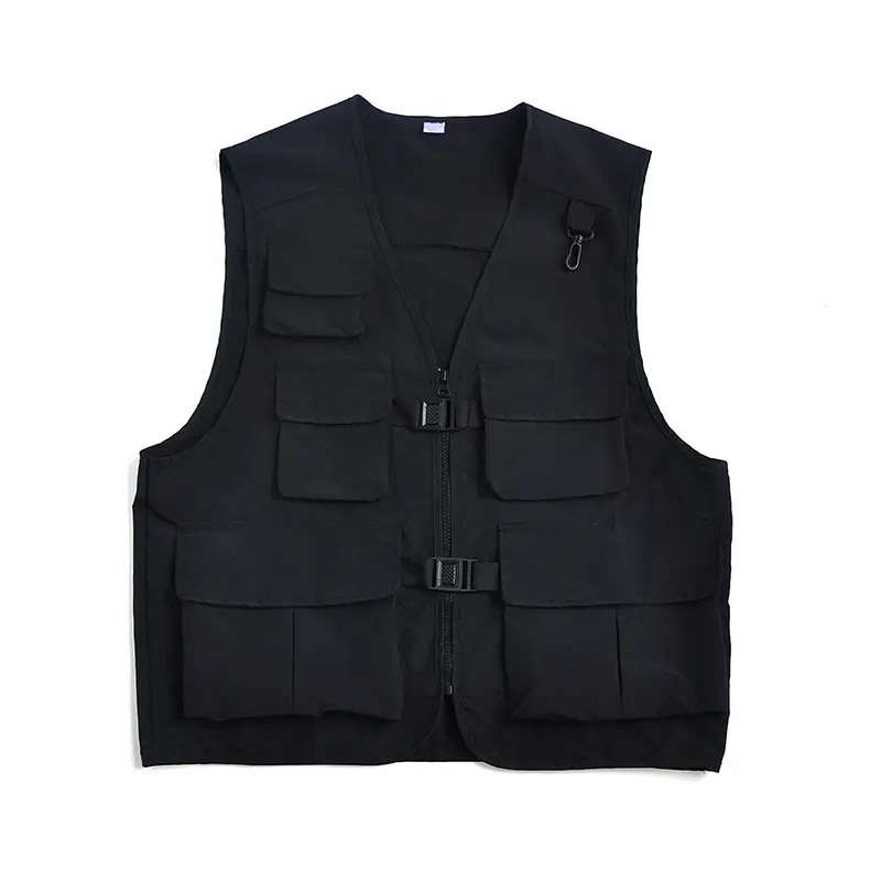 Men's Black Tactical Multi-Pocket Vest - Image 6