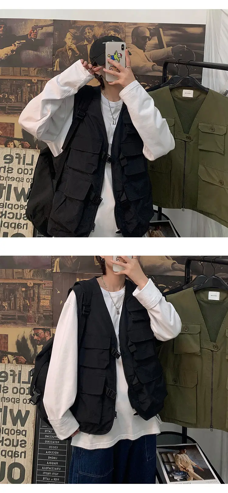 Men's Black Tactical Multi-Pocket Vest — feature 5