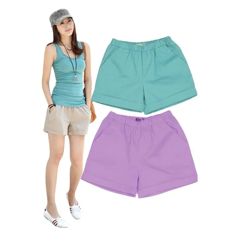 Women Cotton Slim Fit Shorts Candy Color Summer - Image 14
