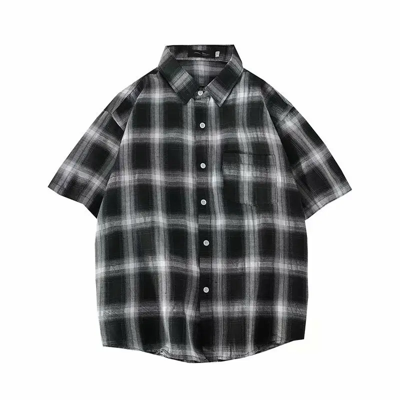 2020 Men Plaid Short Sleeve Summer Shirt Set