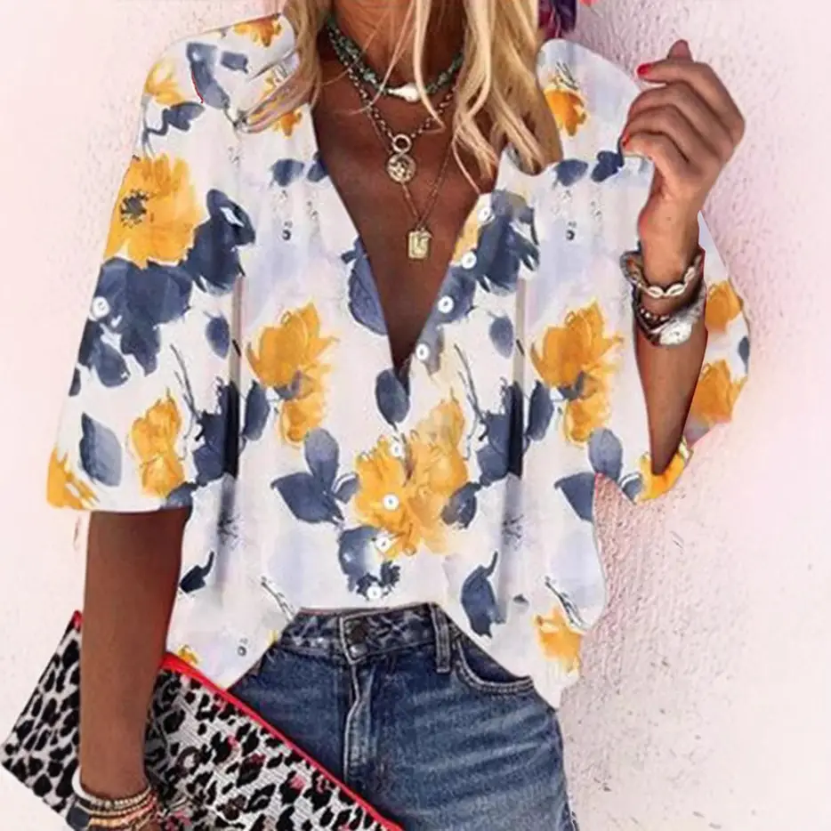 Women's Printed Cross-Border Summer Shirt with Button Front - Image 11