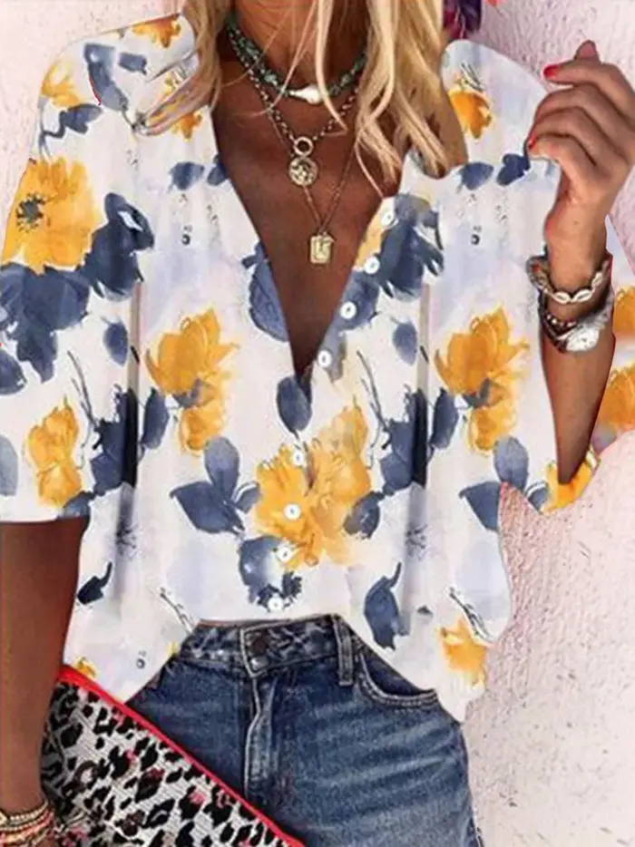 Women's Printed Cross-Border Summer Shirt with Button Front - Image 4