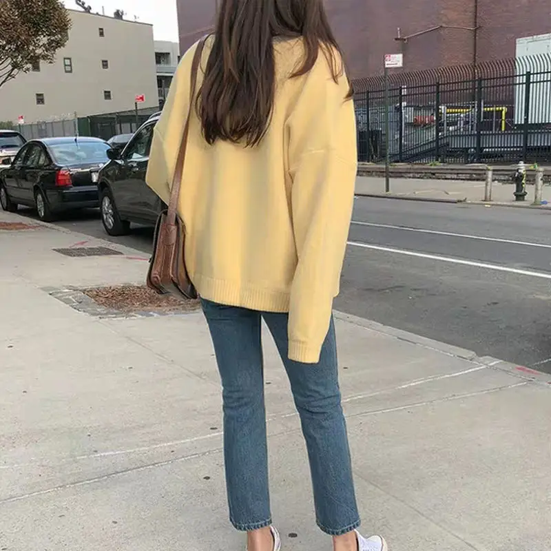 Women's Loose Knitted Cardigan Sweater Beige 2025 - Image 6