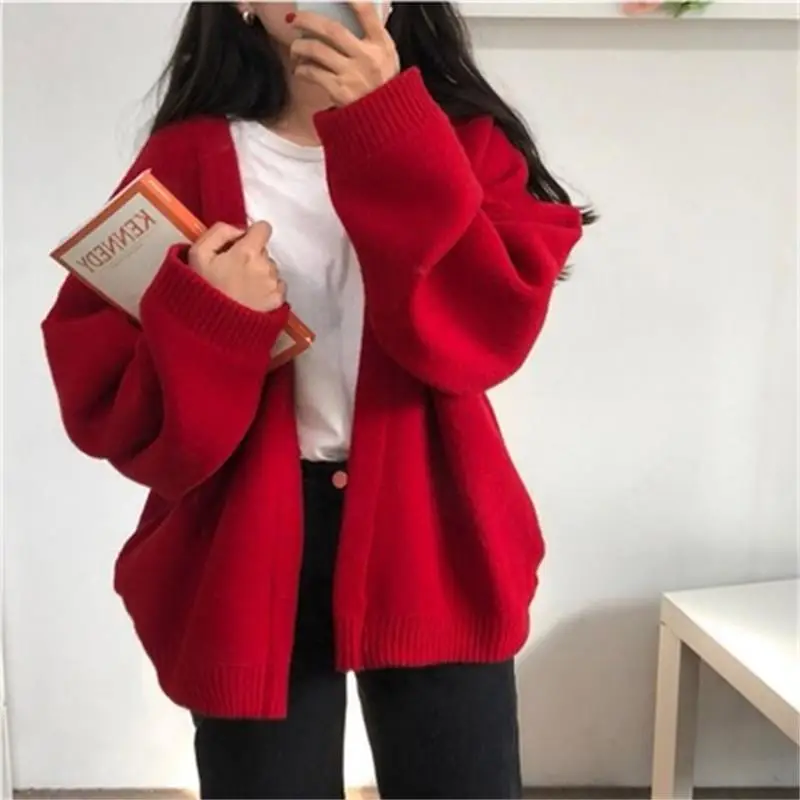 Women's Loose Knitted Cardigan Sweater Beige 2025 - Image 7