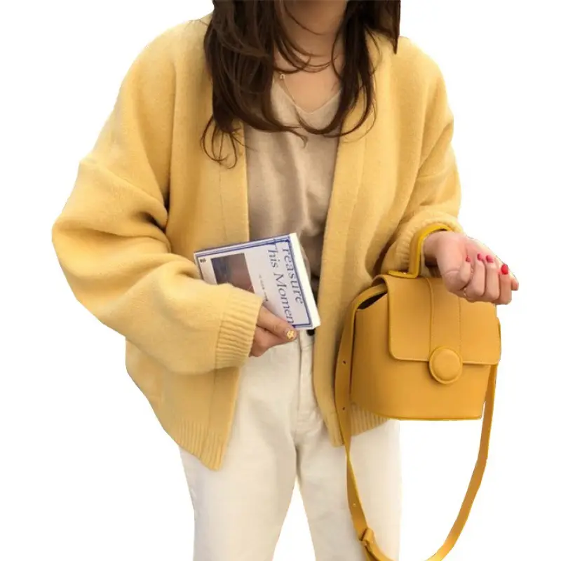 Women's Loose Knitted Cardigan Sweater Beige 2025 - Image 8