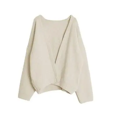 Women's Loose Knitted Cardigan Sweater Beige 2025 - Image 2