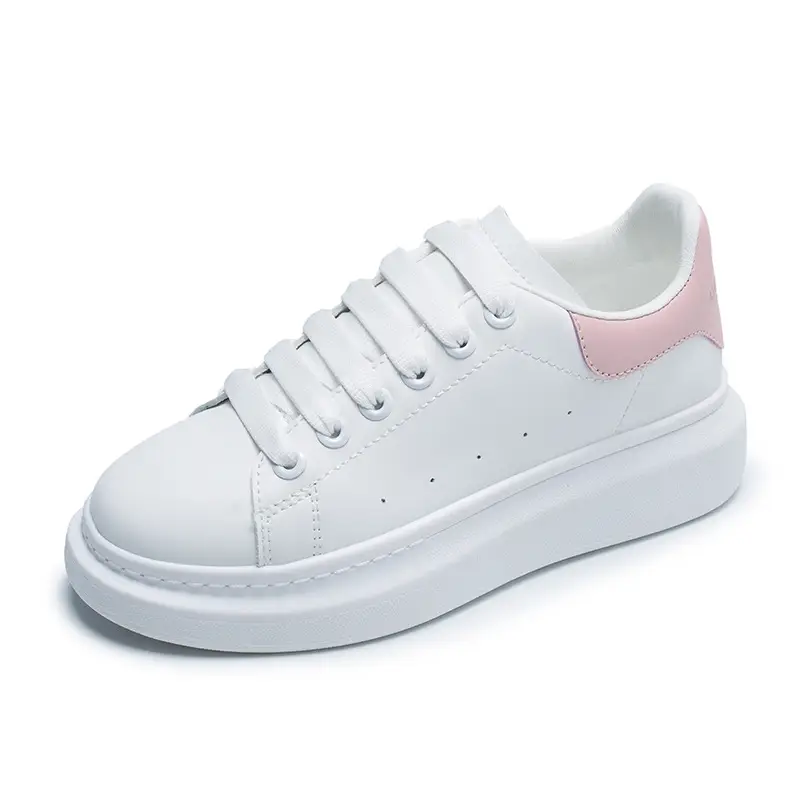 Mcqueen White Sneakers for Women 2026 New Autumn Hot-Selling Versatile Ultra-Fiber Breathable Thick-Soled Height-Increasing Mcqueen Platform Women's Shoes