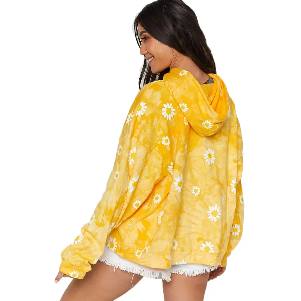 Yellow Daisy Hooded Jacket for Women - Image 7