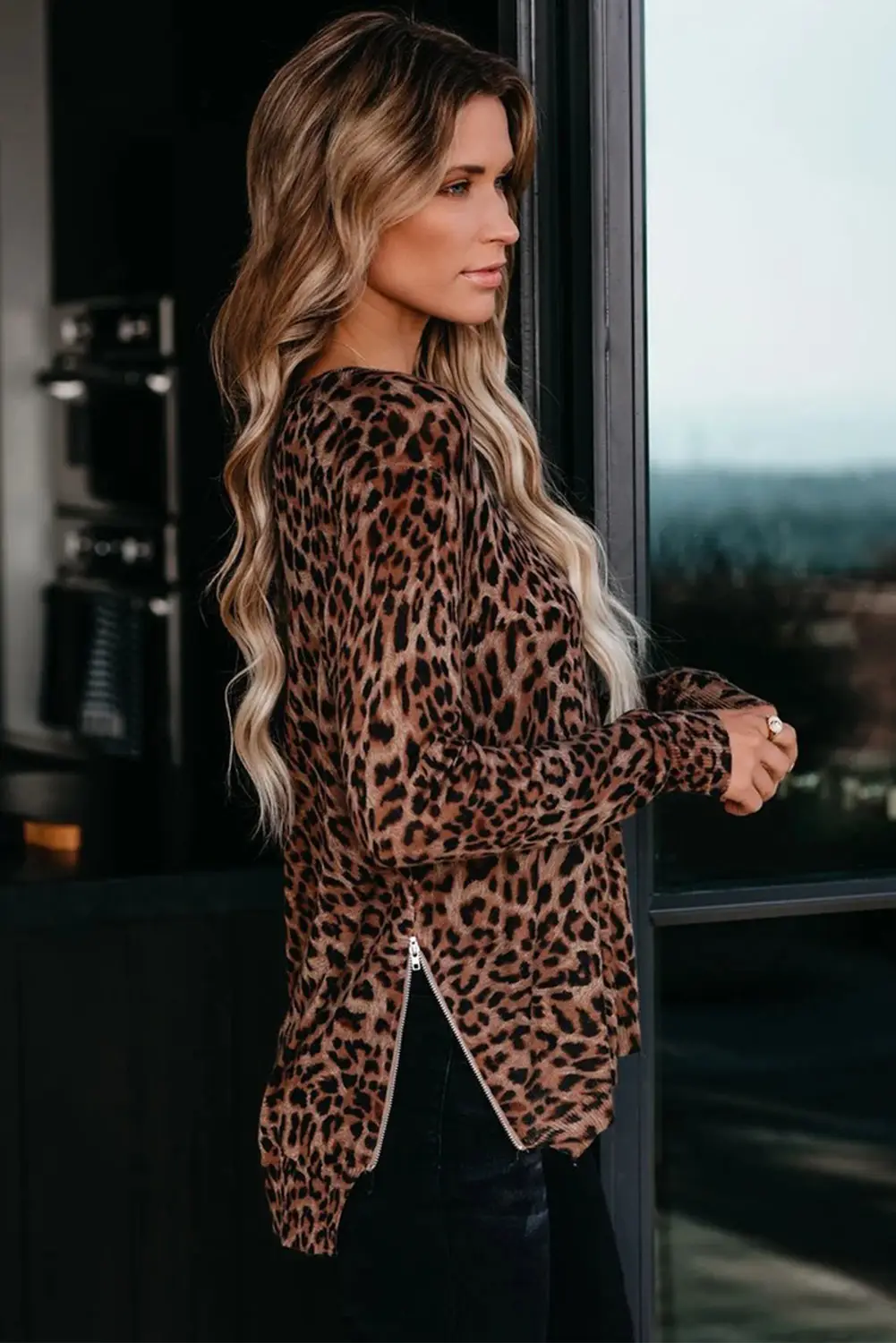 Women Leopard Print Long Sleeve T-Shirt Camo Bottom — feature 20