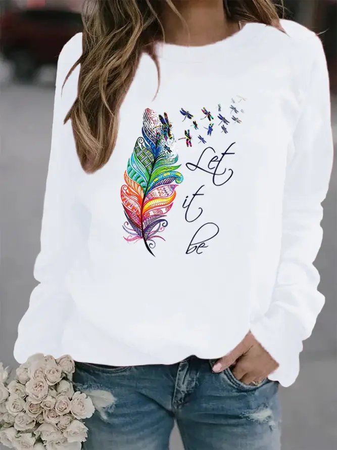 Women Red Feather Print Crew Neck Vests 2024 - Image 9
