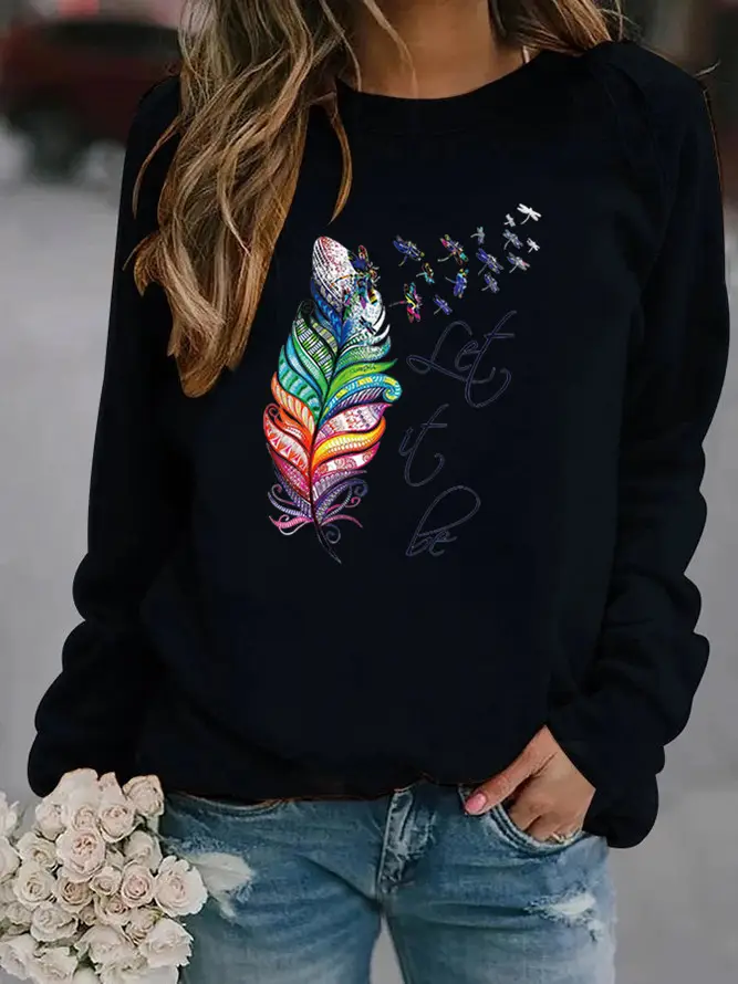 Women Red Feather Print Crew Neck Vests 2024 - Image 11