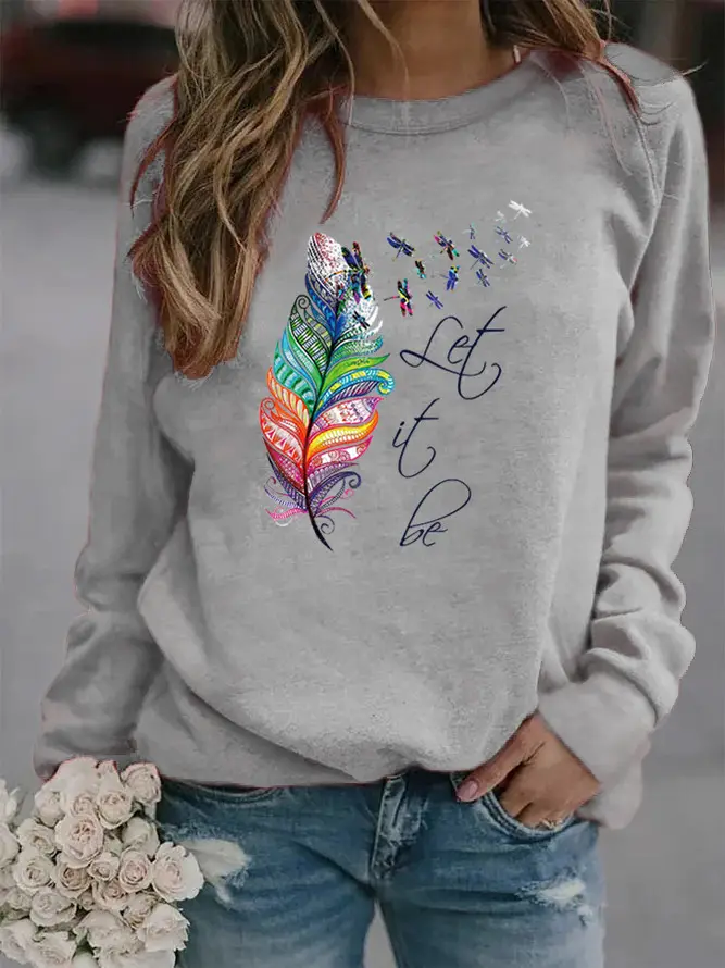 Women Red Feather Print Crew Neck Vests 2024 - Image 3