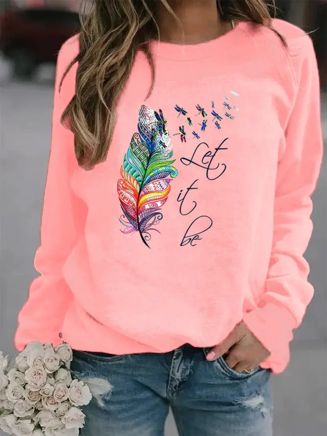 Women Red Feather Print Crew Neck Vests 2024 - Image 5