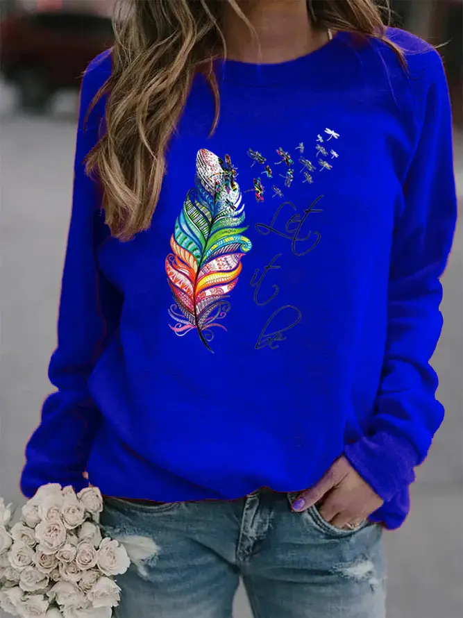 Women Red Feather Print Crew Neck Vests 2024 - Image 7