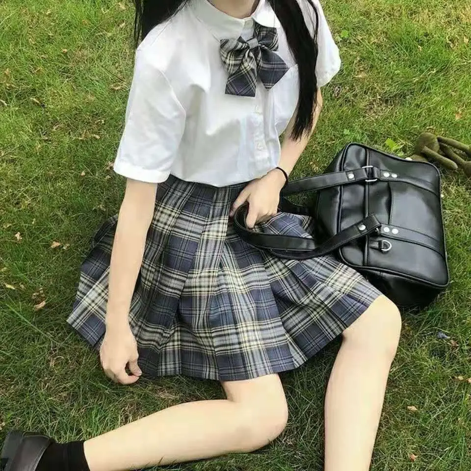 Genuine JK Plaid Pleated Skirt Uniform Set - Image 123