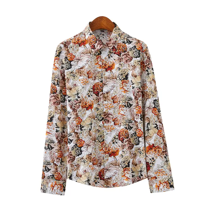 Men's Cotton Floral Shirt Long Sleeve - Image 7