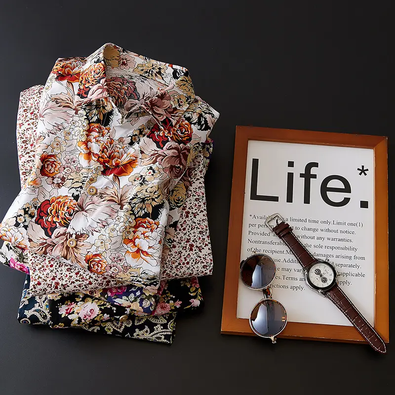 Men's Cotton Floral Shirt Long Sleeve - Image 10