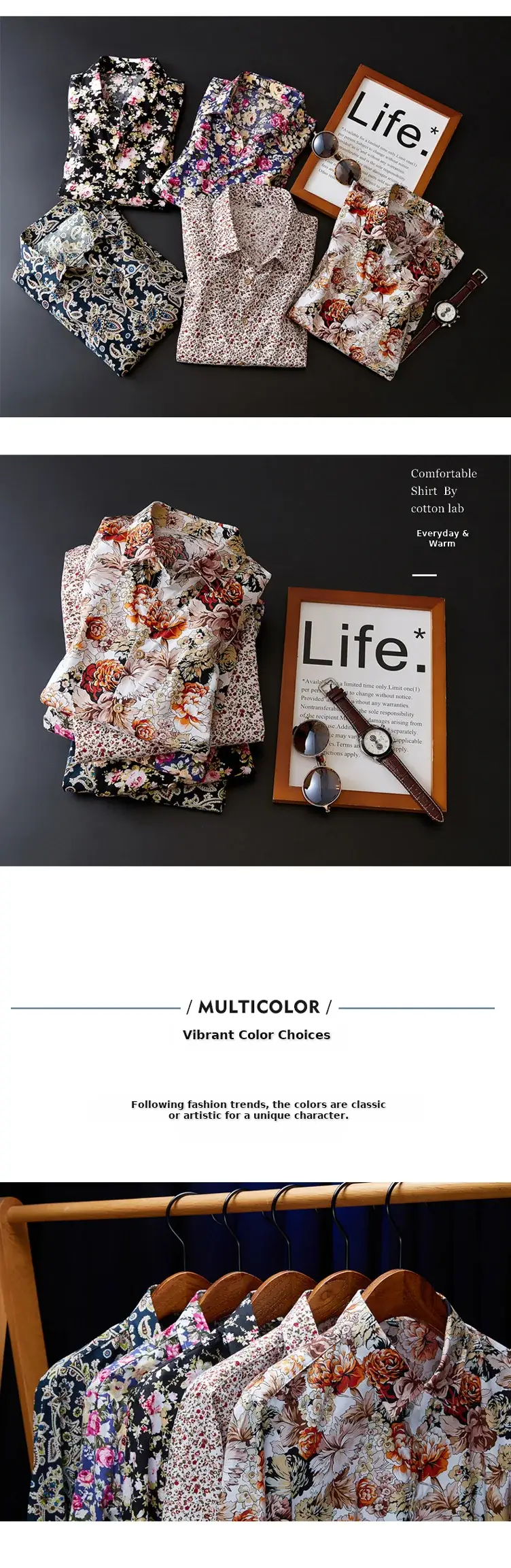 Men's Cotton Floral Shirt Long Sleeve — feature 2