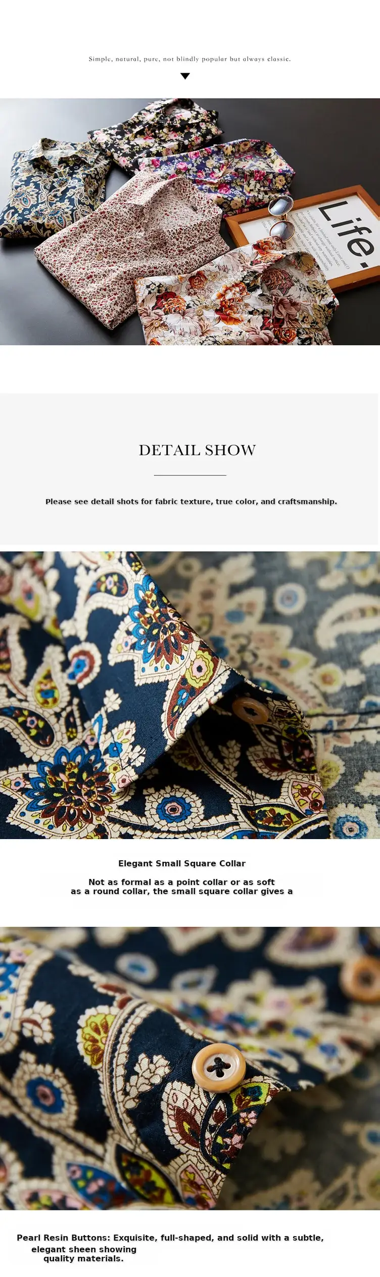 Men's Cotton Floral Shirt Long Sleeve — feature 5