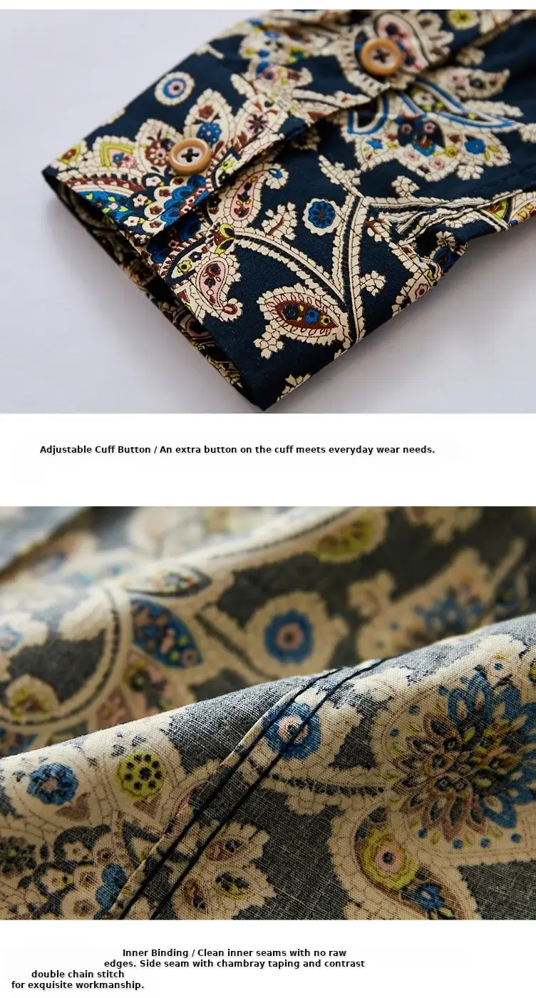 Men's Cotton Floral Shirt Long Sleeve — feature 6
