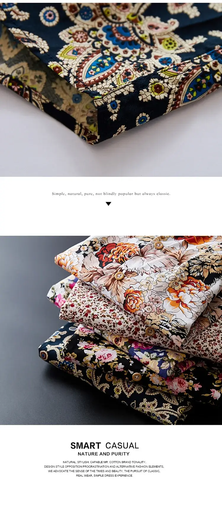 Men's Cotton Floral Shirt Long Sleeve — feature 7