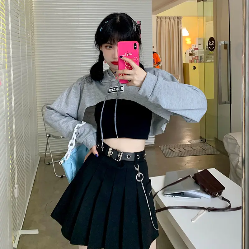 Women's Neon Long Sleeve Hoodie Set High Waist Black Pants - Image 12