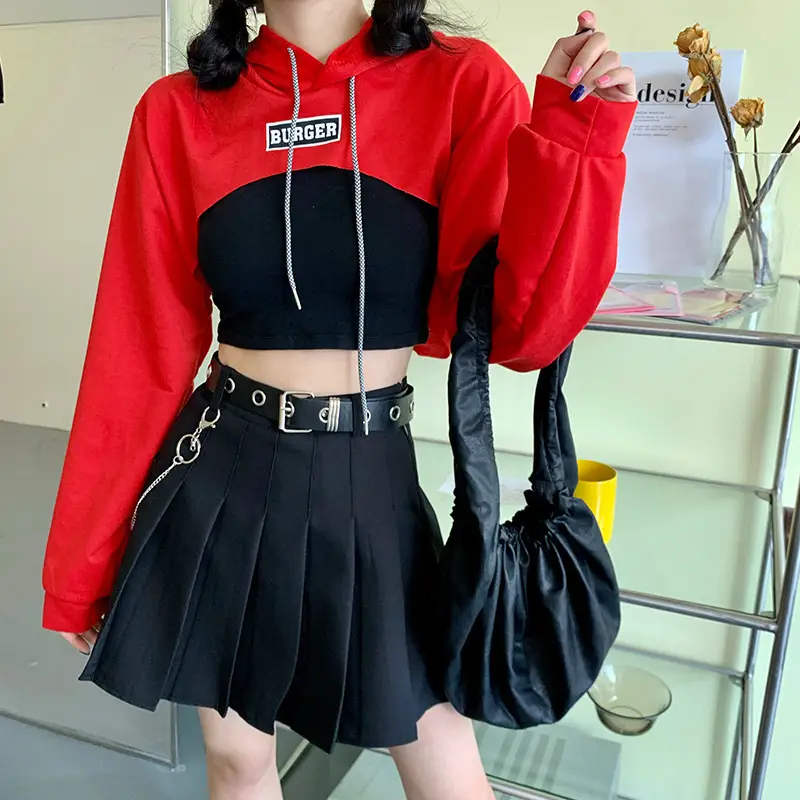 Women's Neon Long Sleeve Hoodie Set High Waist Black Pants - Image 2