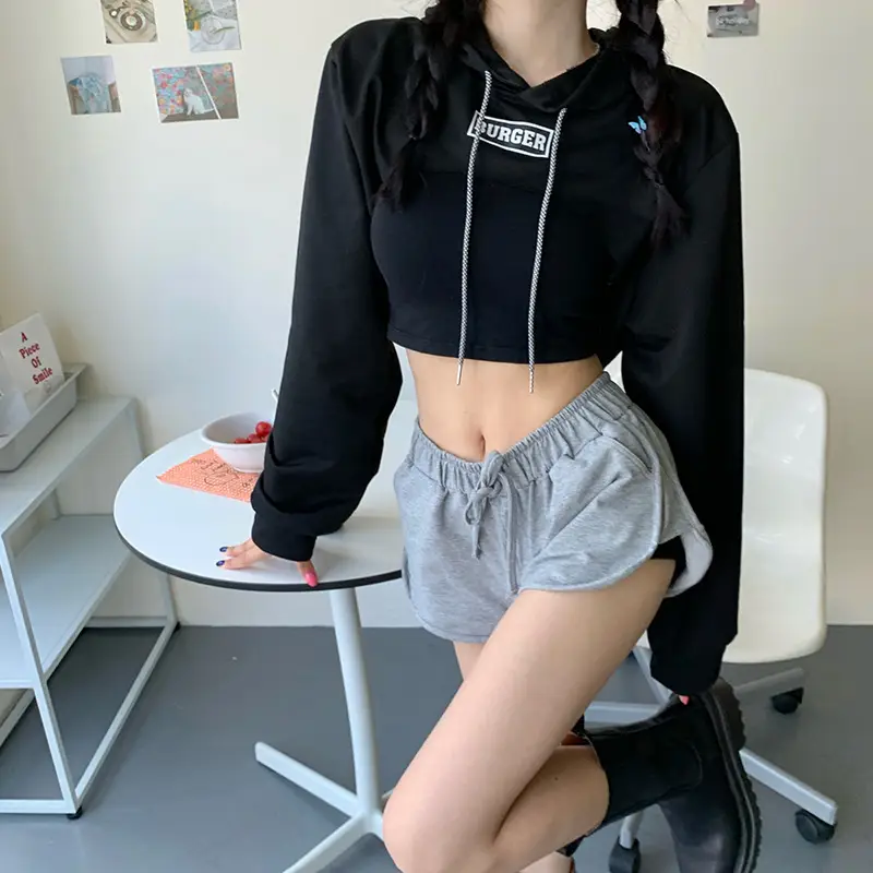 Women's Neon Long Sleeve Hoodie Set High Waist Black Pants - Image 5