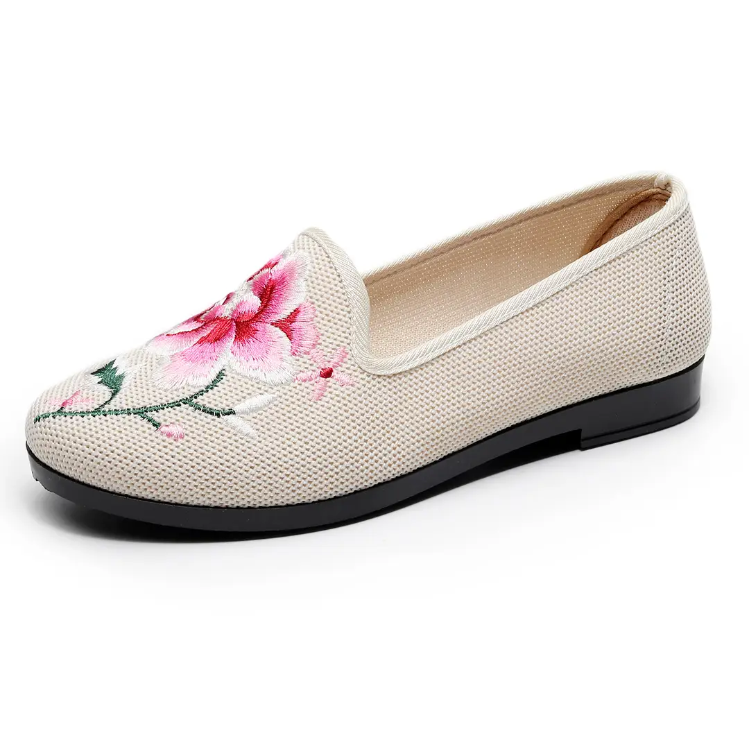 Cloth Shoes, Embroidered Shoes, Mom's Shoes, Soft-Soled, Non-Slip, Slip-On Shoes for Women, Flat-Soled, Comfortable, Not Tiring for the Feet, Summer, Cross-Border - Image 3
